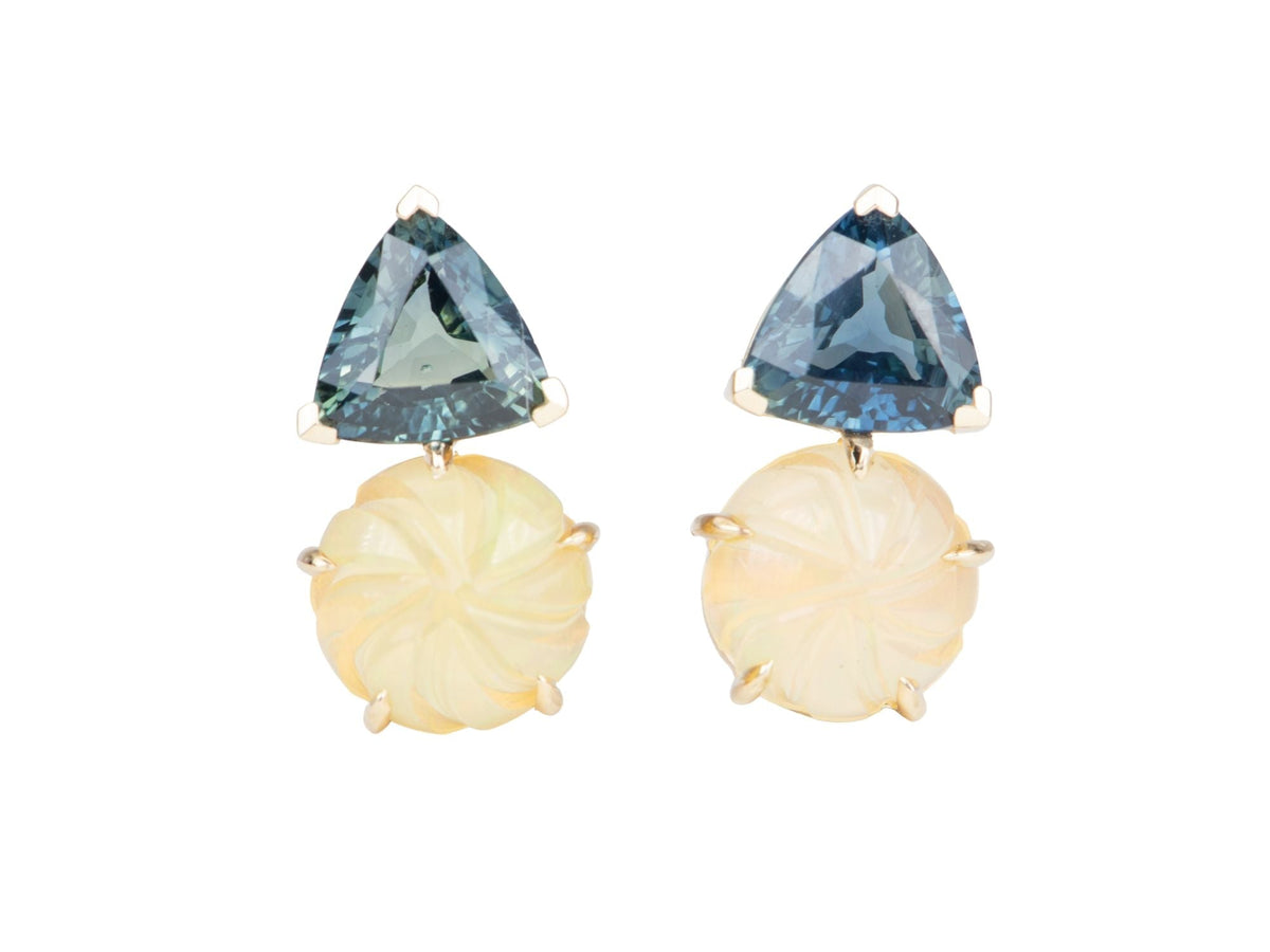 18K Gold Malachite and Mother of Pearl MOP Earrings R3126 Aurora Designer