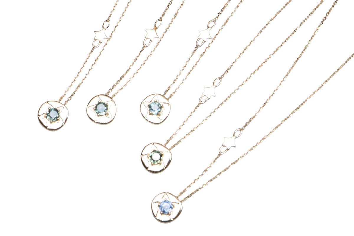 3.5mm Montana Sapphire Celestial Star 14K Yellow Gold Pendant Necklace R4010 Aurora Designer