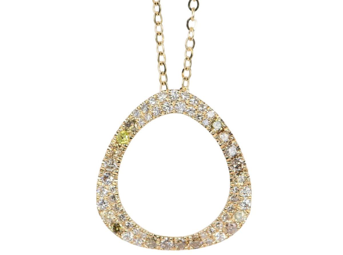 Mixed Diamond Triangle Circle Pendant 14K Yellow Gold R4059 Aurora Designer