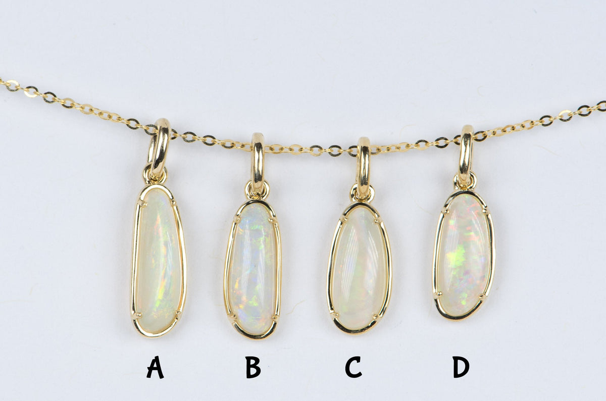 Solid Australian Opal with Beautiful Flash of Fire 9K Yellow Gold Pendant Charm R4079 Aurora Designer