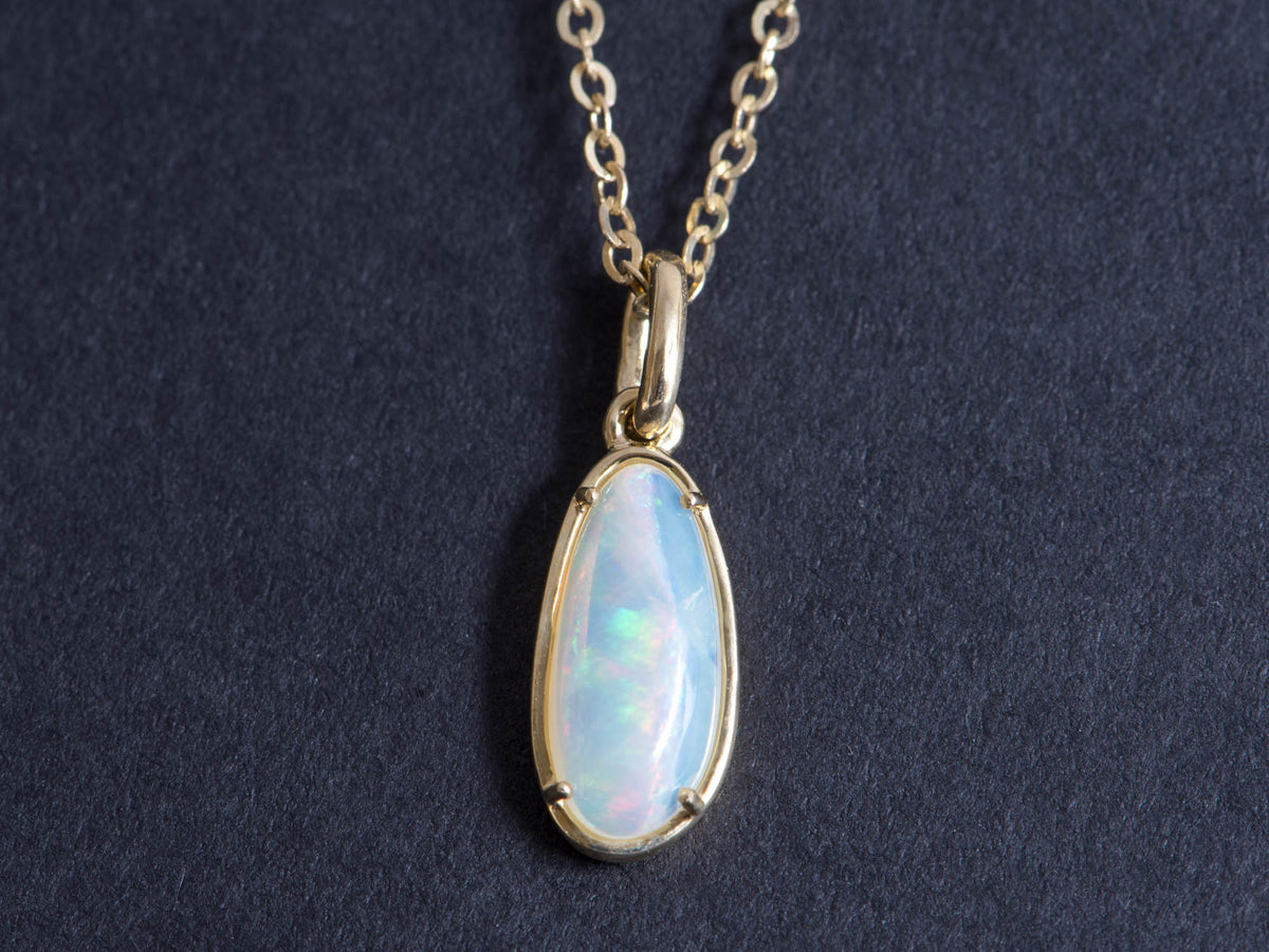 Solid Australian Opal with Beautiful Flash of Fire 9K Yellow Gold Pendant Charm R4079 Aurora Designer