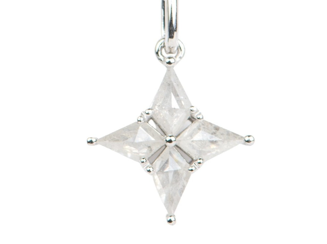 Milky White Diamond Star Pendant 14K Gold Celestial Compass R4133 Aurora Designer