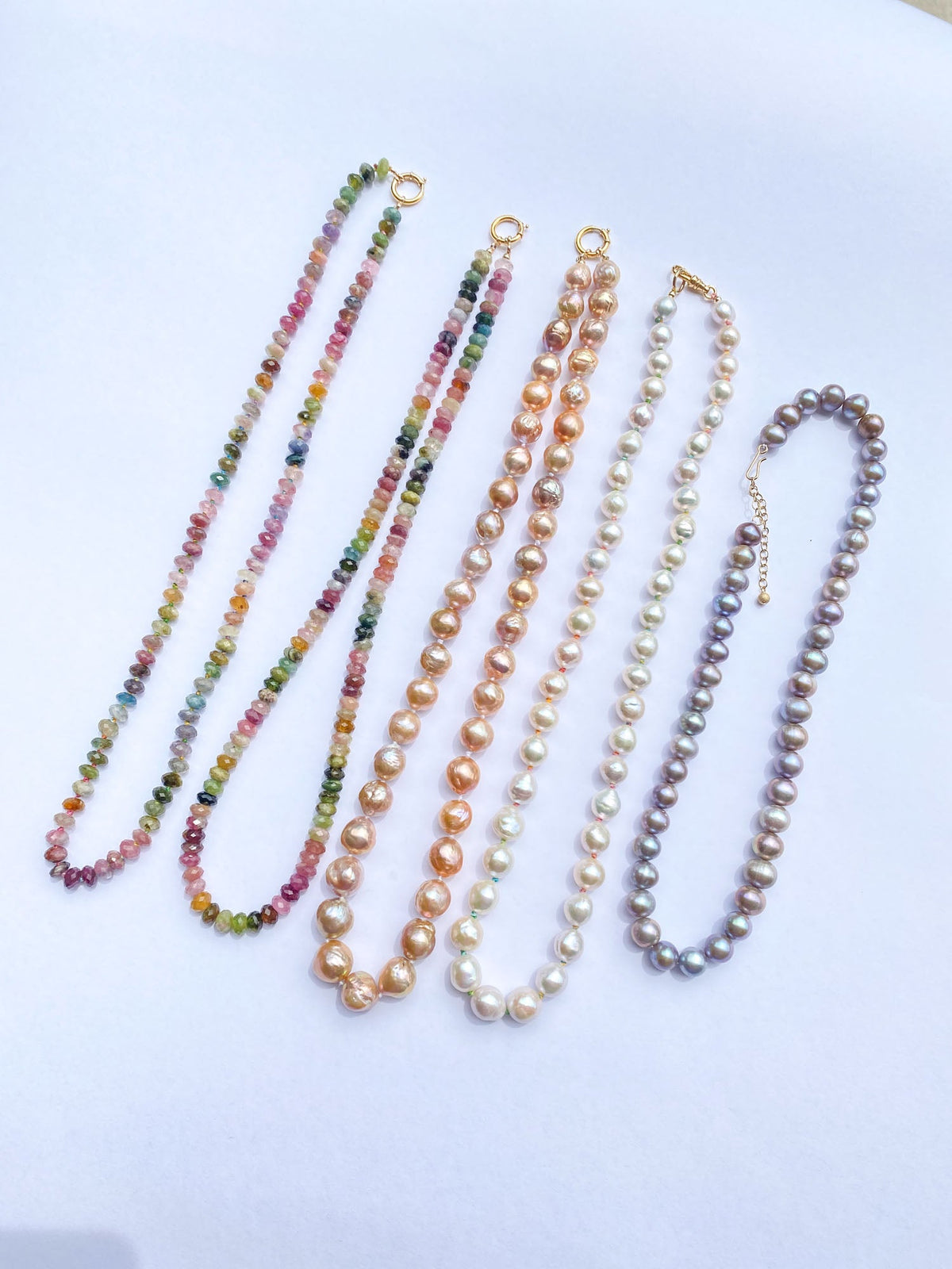 6-7mm Faceted Rondelle Rainbow Tourmaline Necklace with Solid 14K Gold Clasp R4206 Aurora Designer