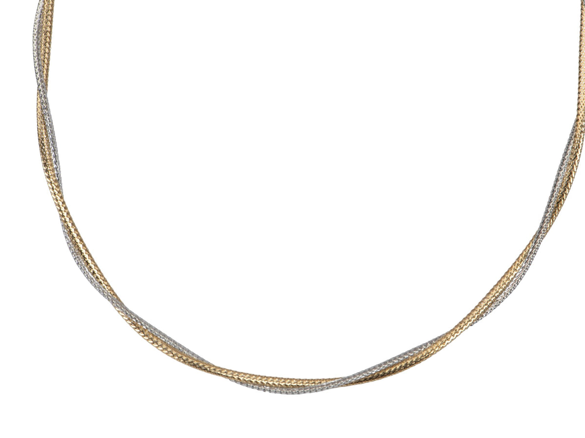 Dual Tone 18K Gold Woven Necklace R4212 Aurora Designer