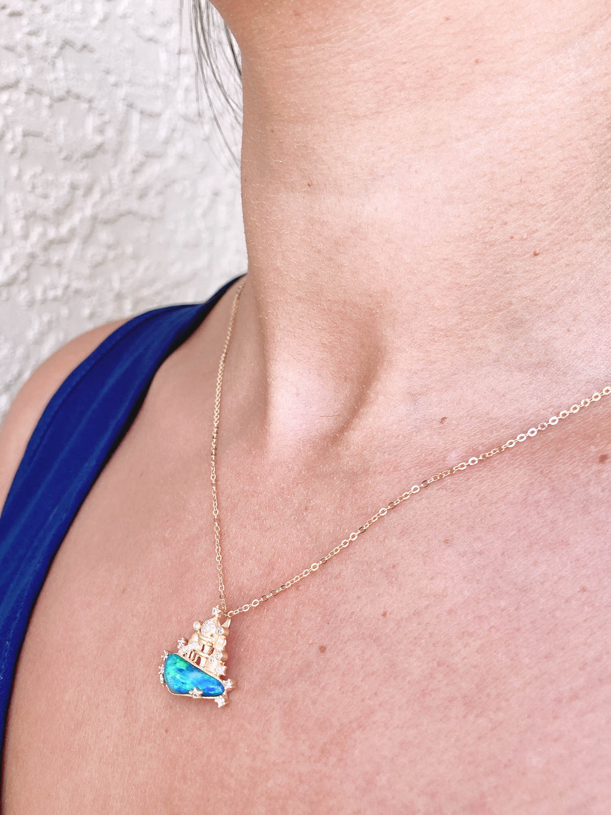 Doublet Australian Opal and Diamond Castle Pendant 18K Gold R4284 Aurora Designer