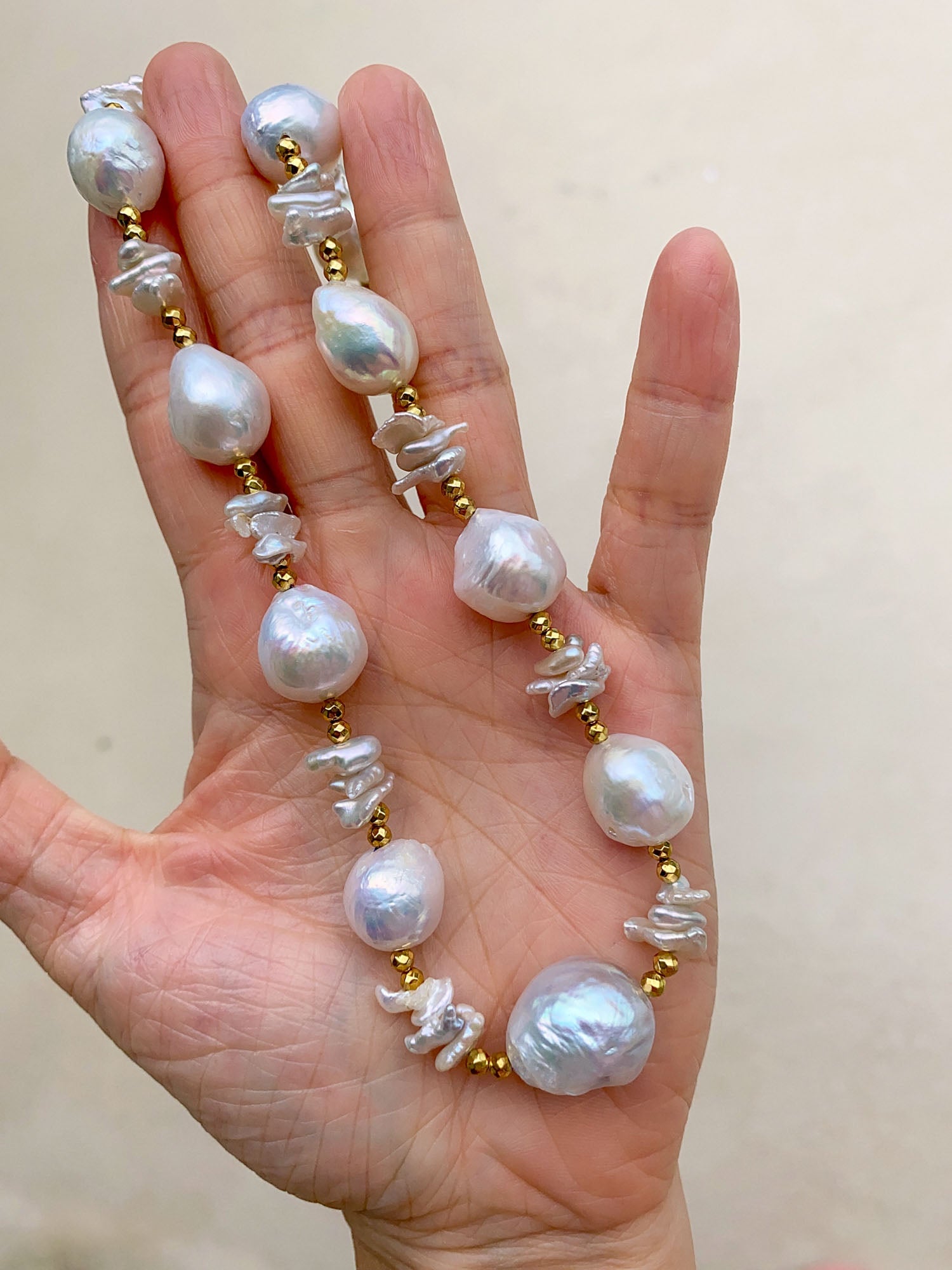 Celestial x Pink Baroque Pearl Bracelet