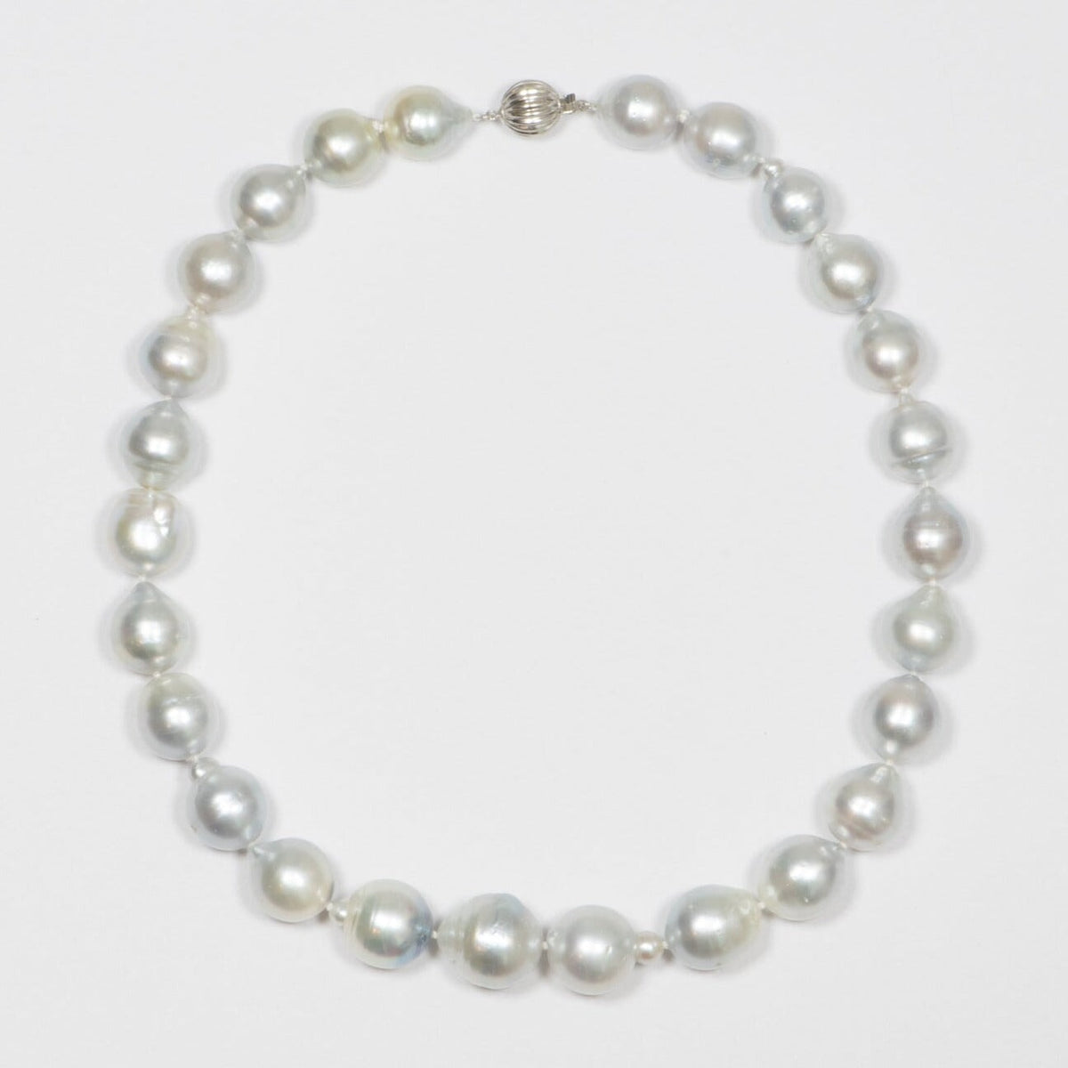 12-16mm South Sea Baroque Pearl Hand Knotted Necklace with 14K White Gold Clasp R4327 Aurora Designer