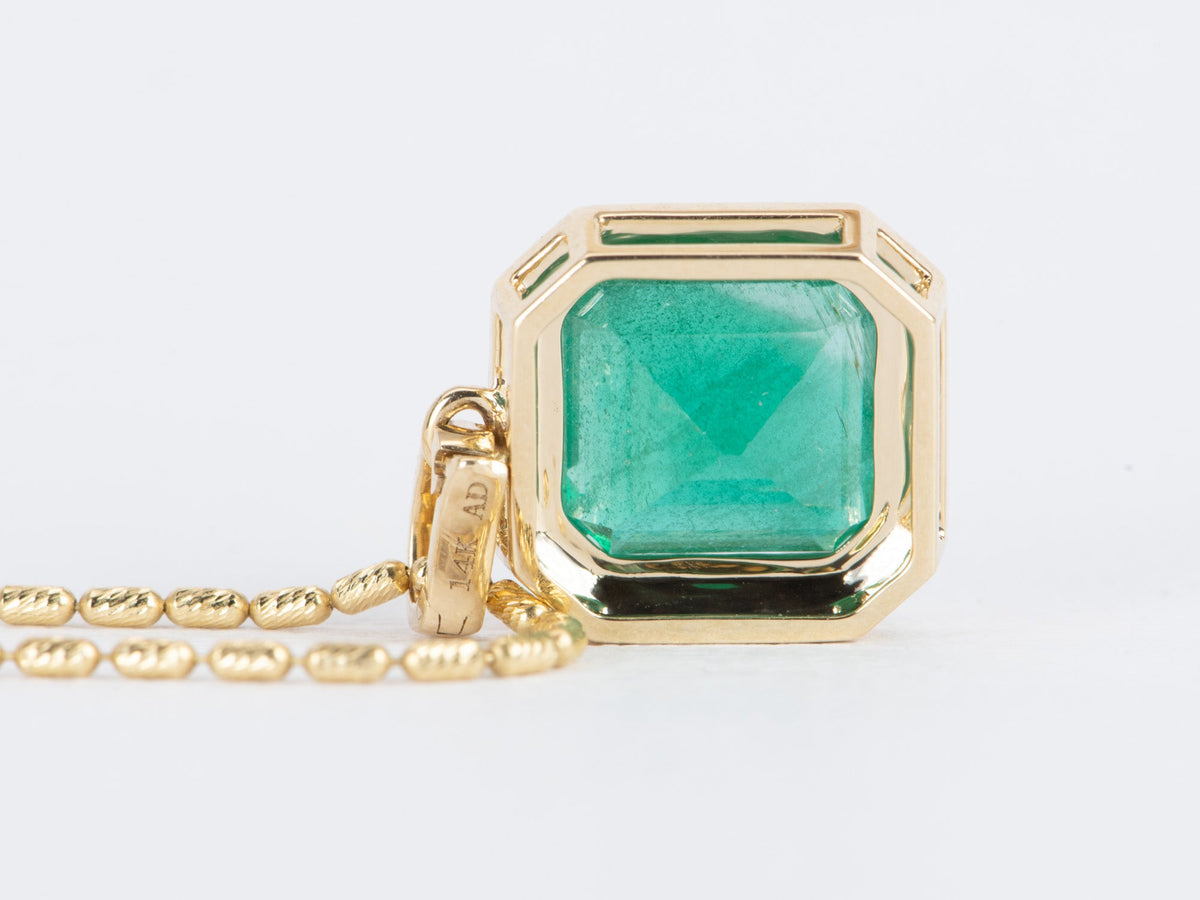 4.35ct Zambian Emerald Pendant 14K Gold Diamond Accent Clip-On Bail R4356 Aurora Designer