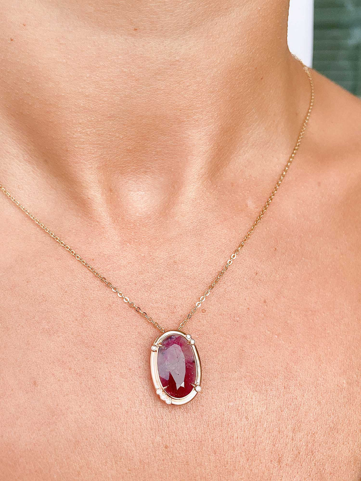 4.54ct Natural Rustic Ruby with Diamond Accent Pendant 9K Rose Gold R4387 Aurora Designer