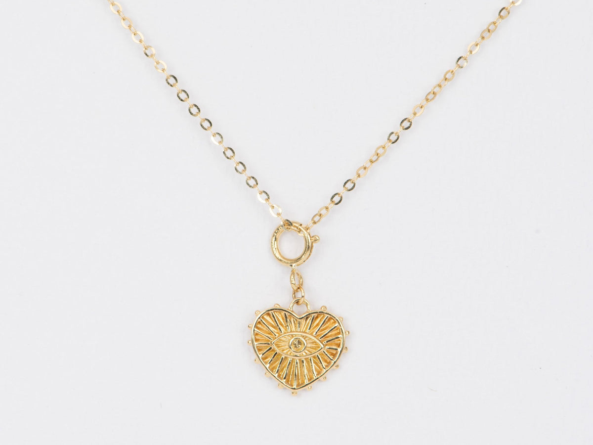 Heart-Shaped Evil Eye Pendant Charm 18K Gold R4405 Aurora Designer