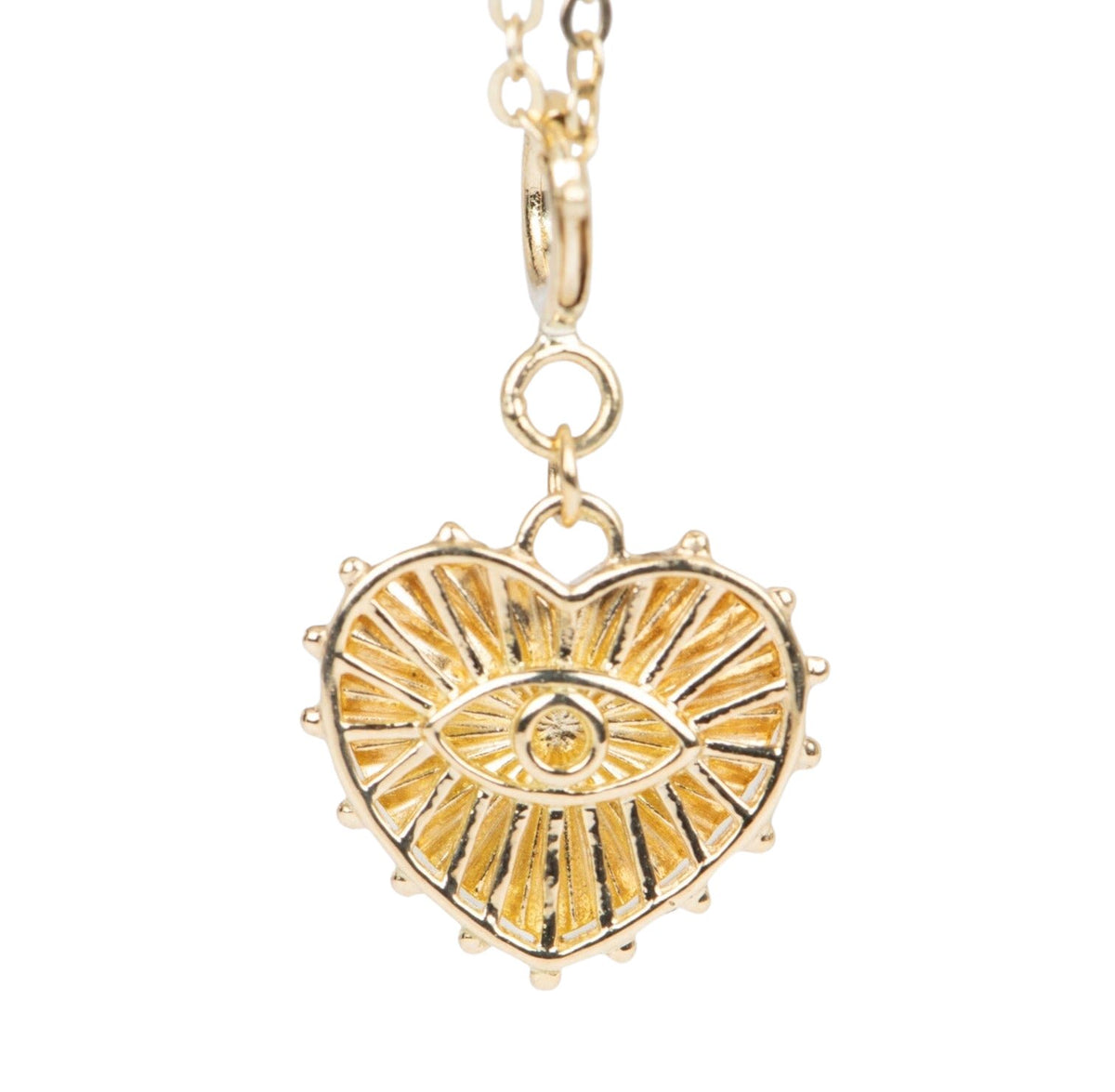 Heart-Shaped Evil Eye Pendant Charm 18K Gold R4405 Aurora Designer