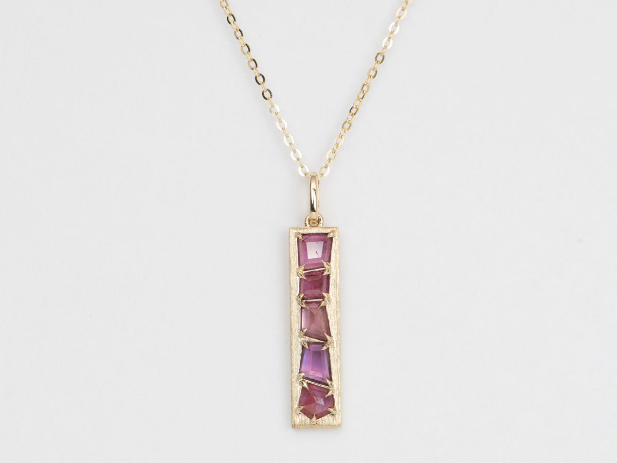 1.65ct Pink Red Geometric Winza Ruby Unique Pendant 14K Gold Charm R4409 Aurora Designer