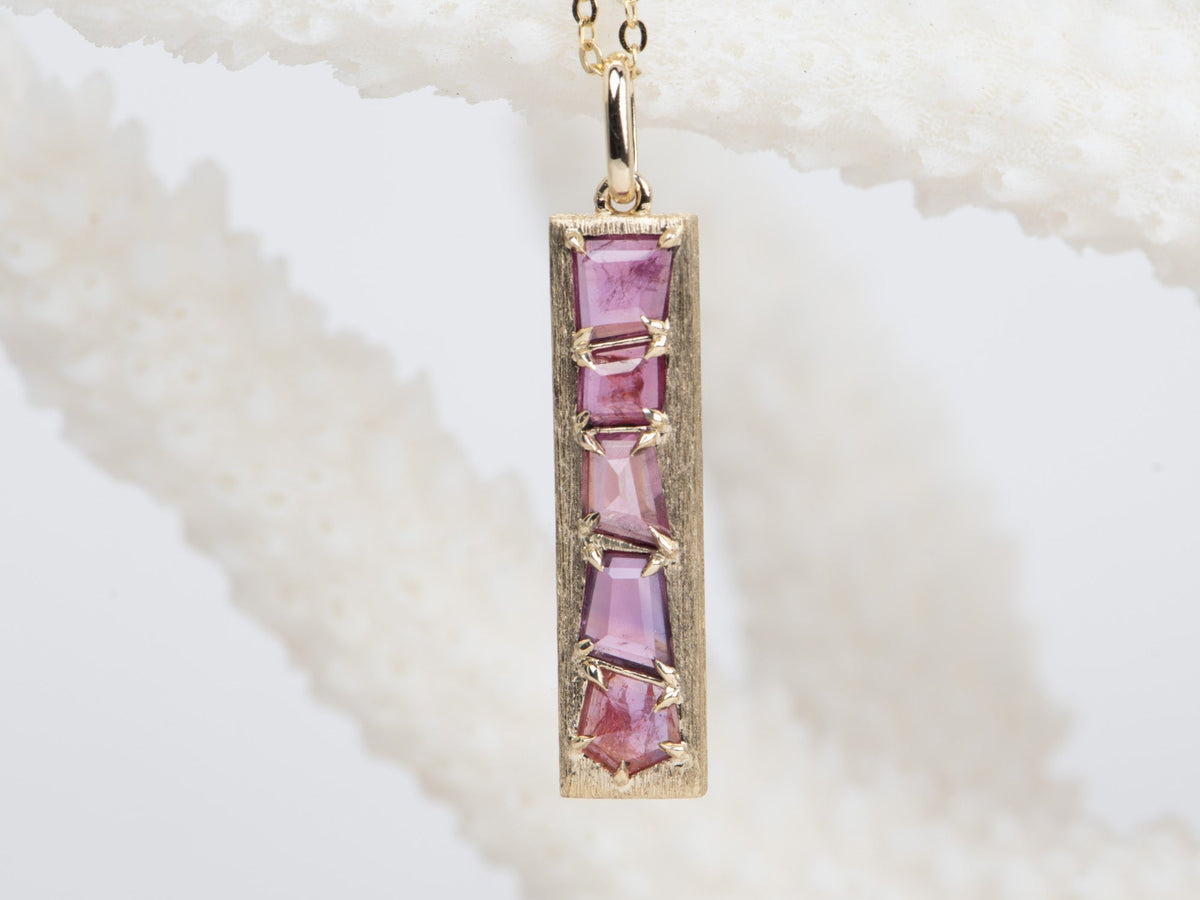 1.65ct Pink Red Geometric Winza Ruby Unique Pendant 14K Gold Charm R4409 Aurora Designer