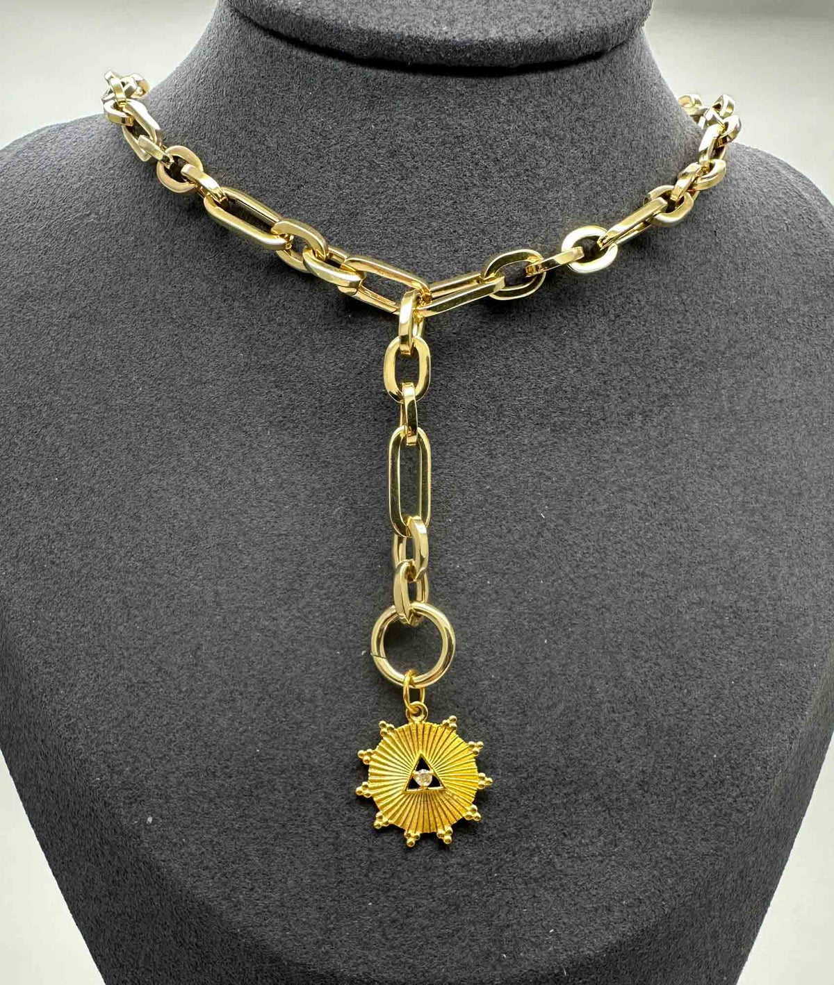Solid 18K Gold 11.5mm Push Gate Round Pendant Holder Enhancer Annex Link M4029 Aurora Designer