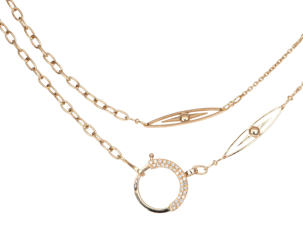 Long Marquise and Stars 18K Rose Gold Chain Necklace Large Diamond Clasp R4454 Aurora Designer