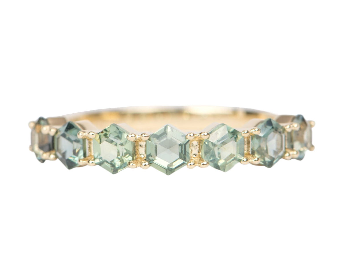 Hexagon Montana Sapphire 14K Yellow Gold Wedding Band R5035 Aurora Designer