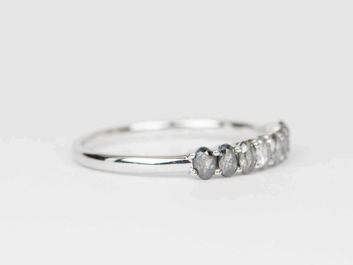 Ombré Salt &amp; Pepper Diamond Wedding Band 14K White Gold R5040 Aurora Designer
