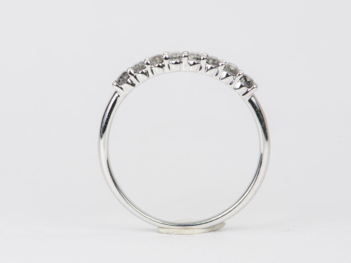 Ombré Salt &amp; Pepper Diamond Wedding Band 14K White Gold R5040 Aurora Designer