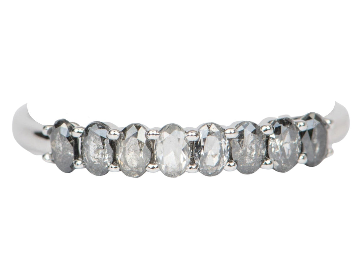 Ombré Salt &amp; Pepper Diamond Wedding Band 14K White Gold R5040 Aurora Designer
