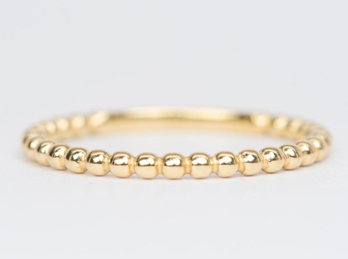 1.5mm Bead Band 18K Gold Stacking Ring R5049 Aurora Designer