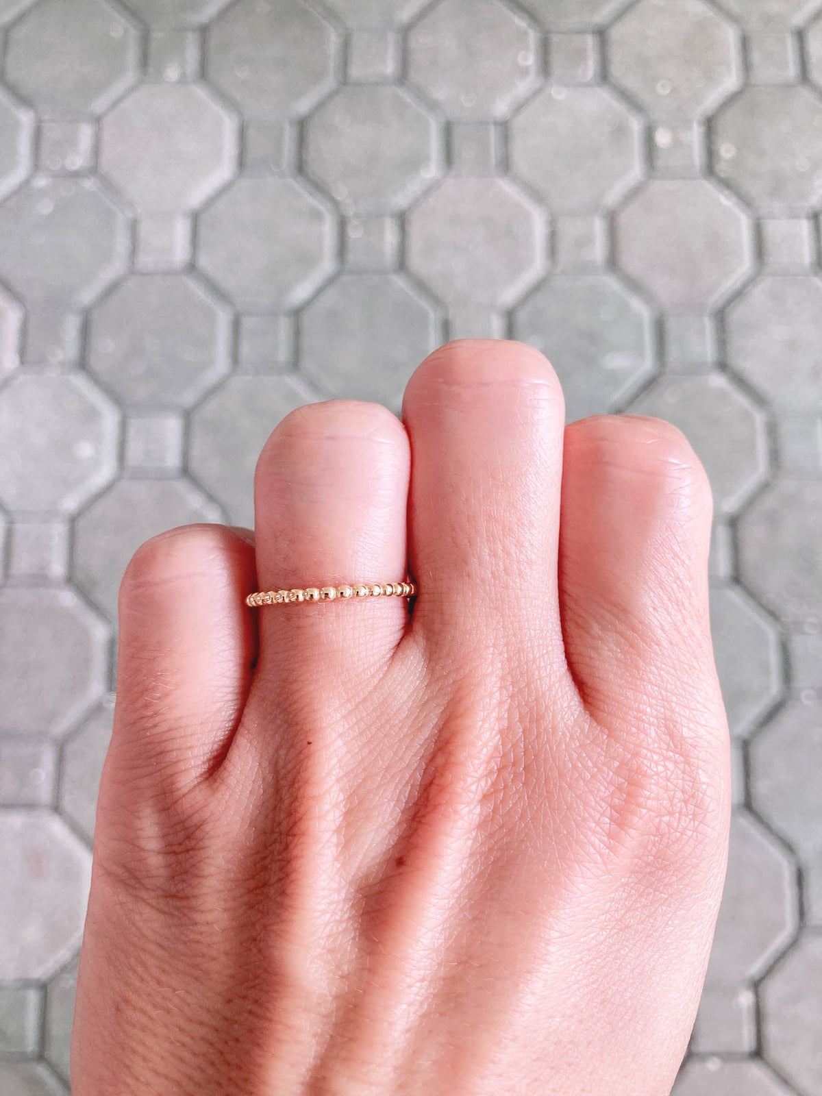 1.5mm Bead Band 18K Gold Stacking Ring R5049 Aurora Designer