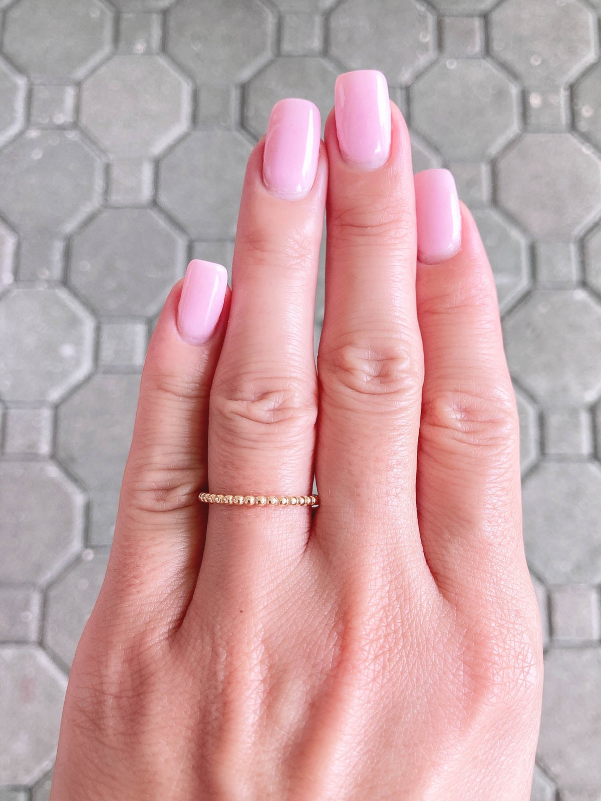 1.5mm Bead Band 18K Gold Stacking Ring R5049 Aurora Designer