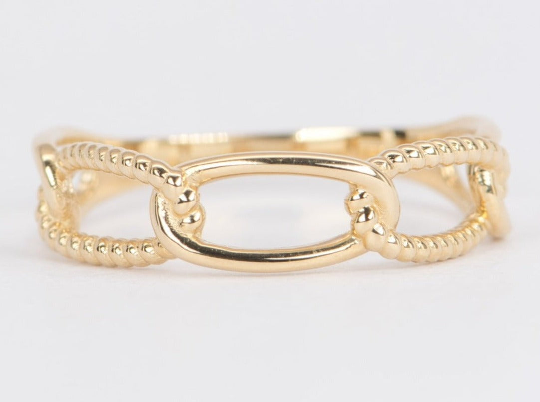 Mixed Link Style Stacking Band 14K Gold Ring R5050 Aurora Designer