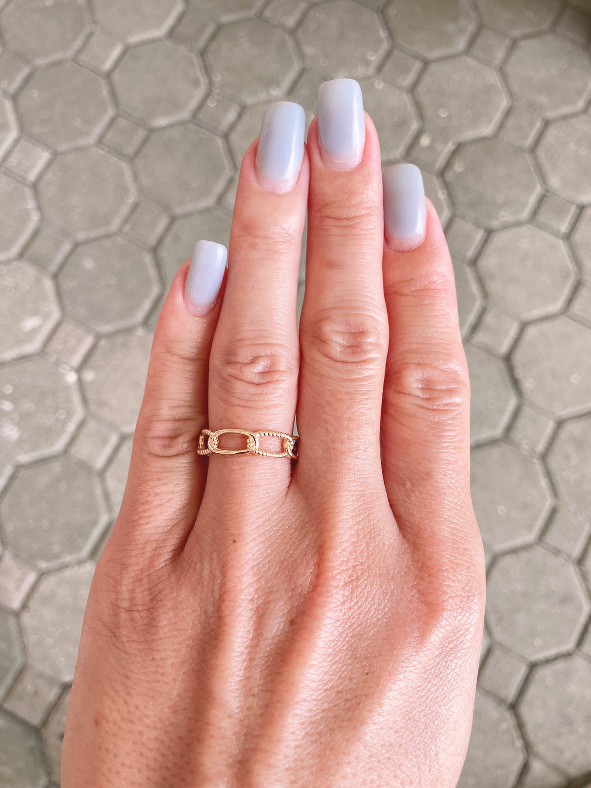 Mixed Link Style Stacking Band 14K Gold Ring R5050 Aurora Designer
