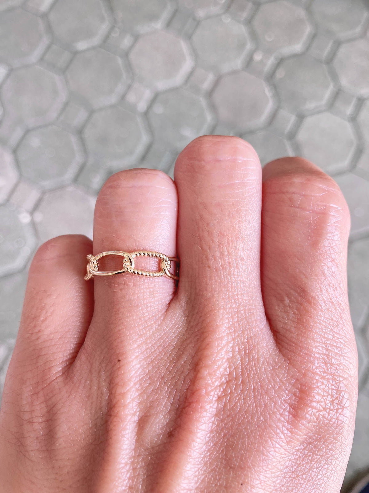 Mixed Link Style Stacking Band 14K Gold Ring R5050 Aurora Designer