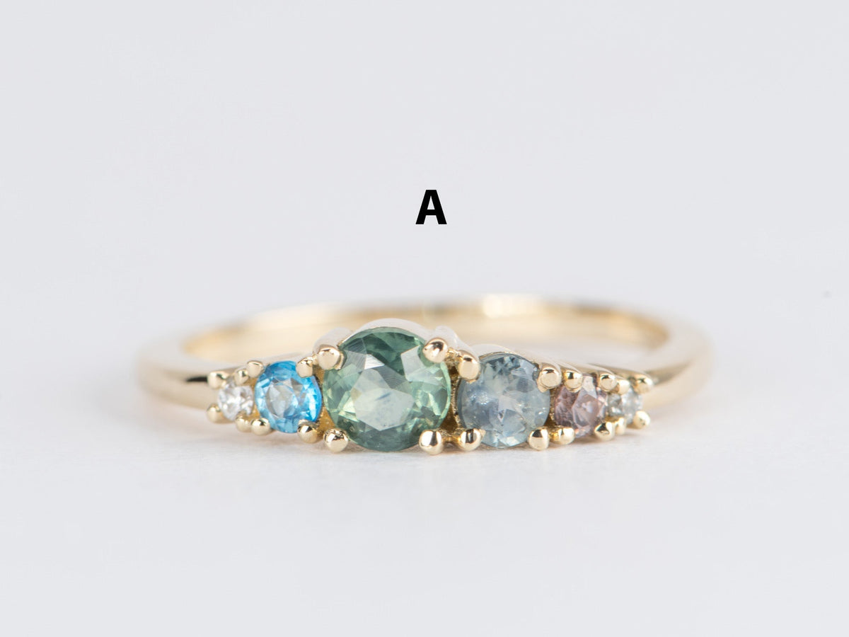 Montana Sapphire and Diamond Cluster Band 14K Gold R5056 Aurora Designer