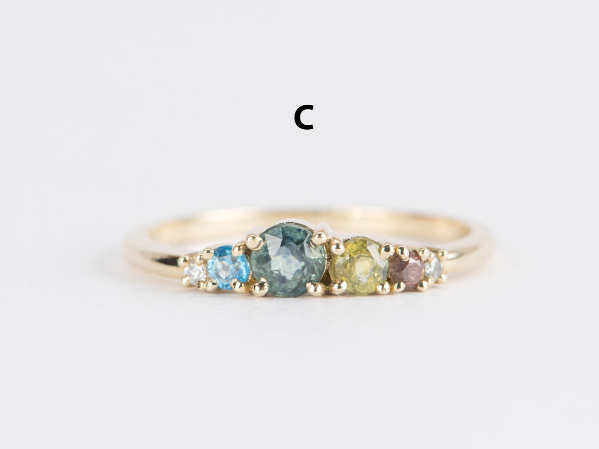 Montana Sapphire and Diamond Cluster Band 14K Gold R5056 Aurora Designer