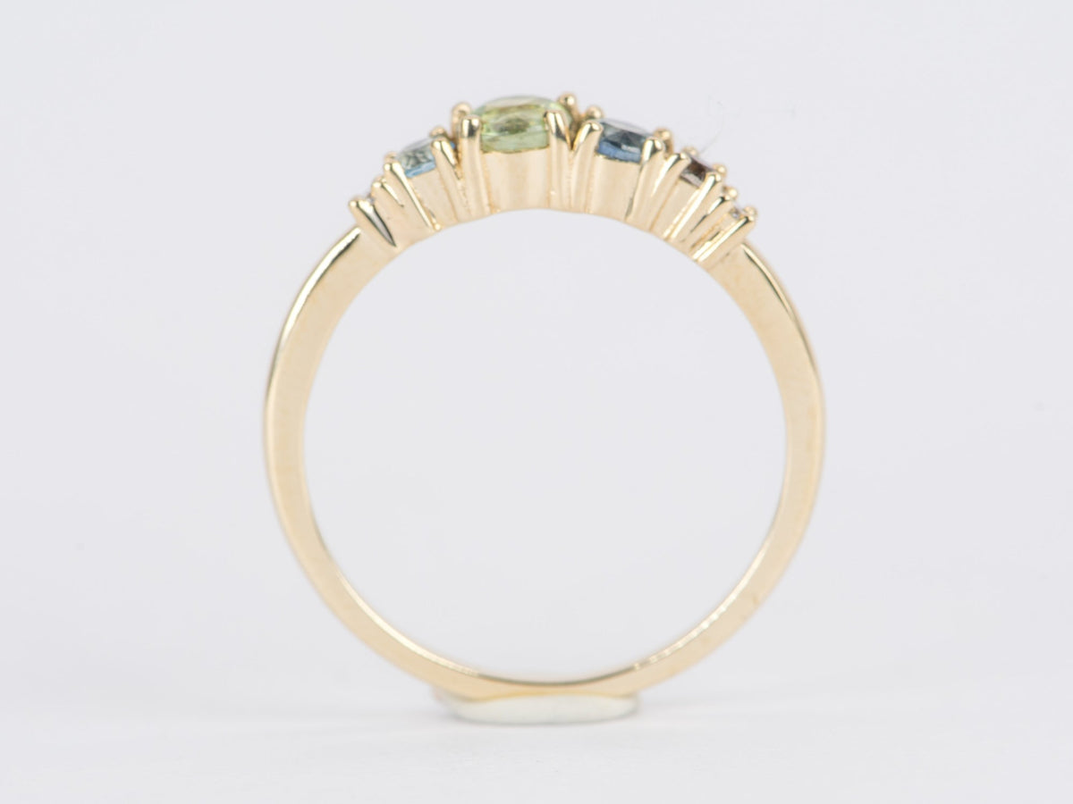 Montana Sapphire and Diamond Cluster Band 14K Gold R5056 Aurora Designer