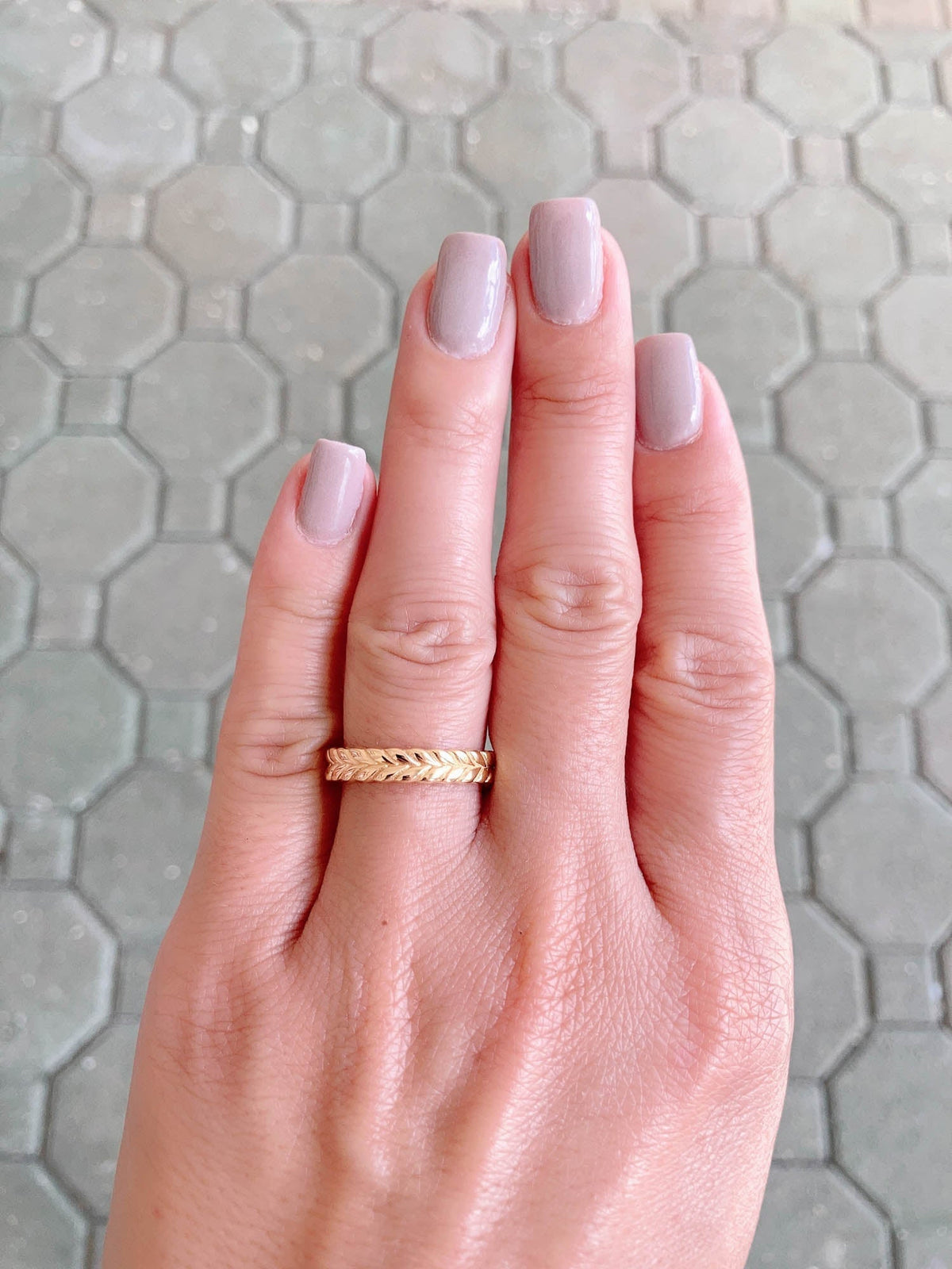 Wheat Wedding Band 18K Gold 2.47g OOAK Gift For Her R5057 Aurora Designer