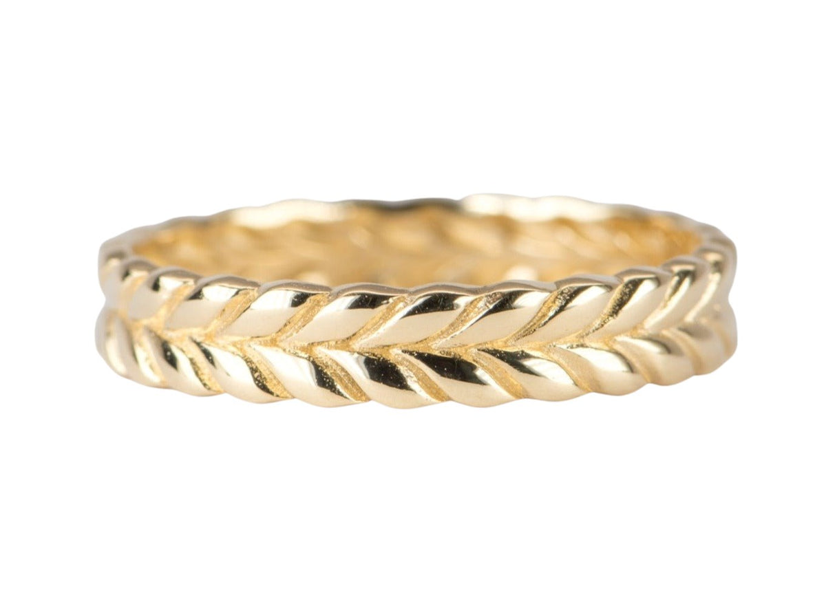 Wheat Wedding Band 18K Gold 2.47g OOAK Gift For Her R5057 Aurora Designer