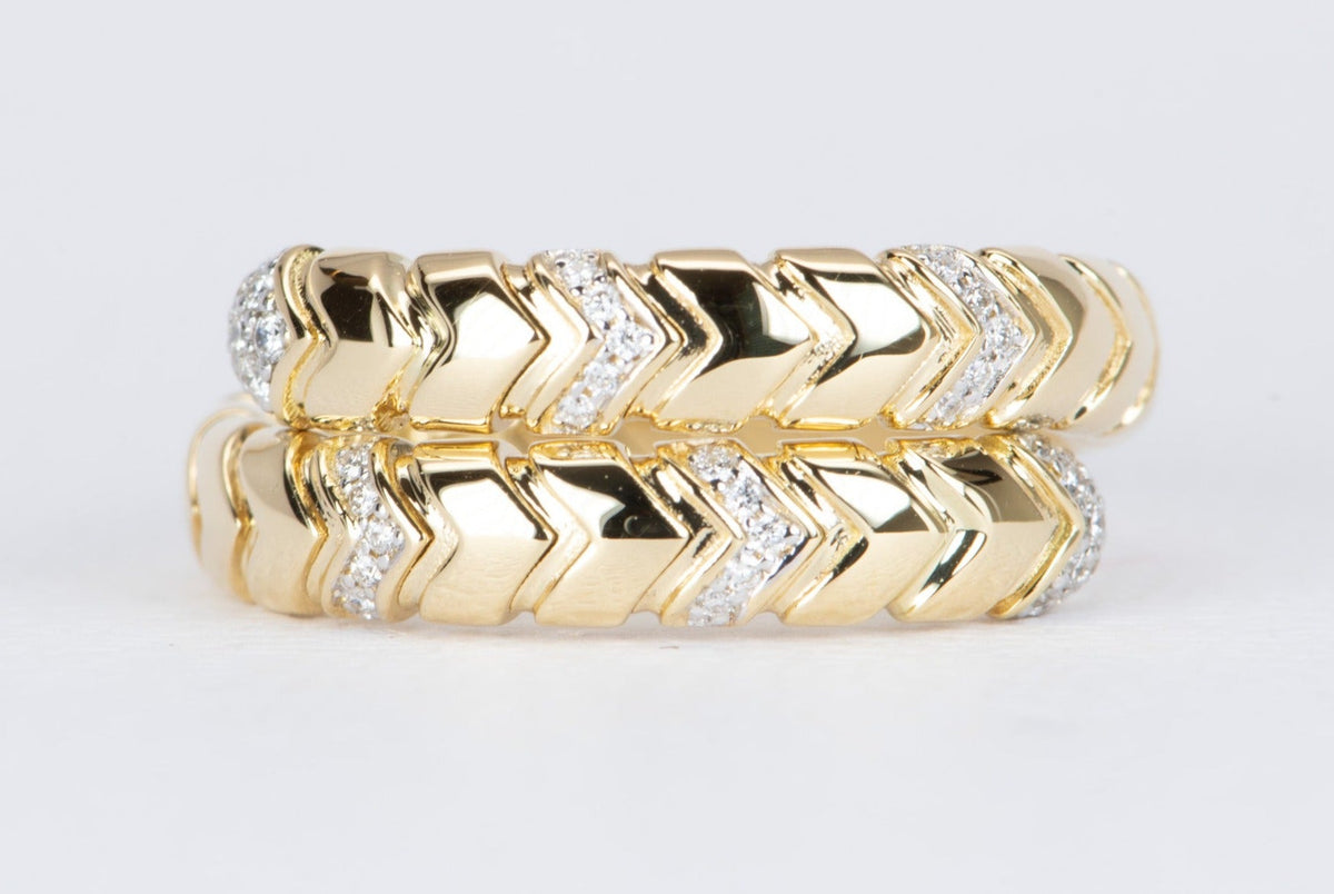 Dual Color 18K Gold Tubogas Stretch Bypass Ring with Diamonds R5059 Aurora Designer