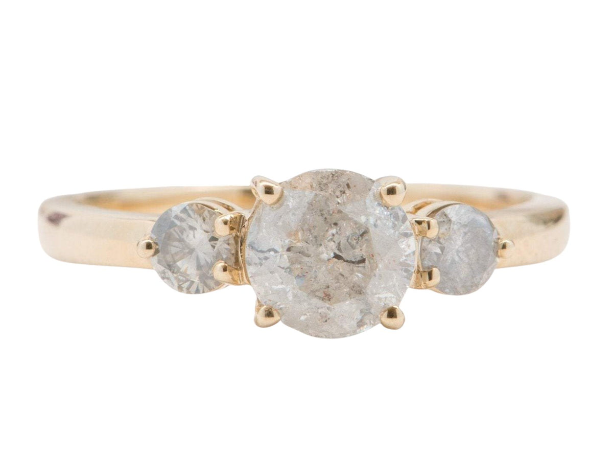 1.28ctw Salt and Pepper Diamond Three-Stone 14K Yellow Gold Engagement Ring R6009 Aurora Designer