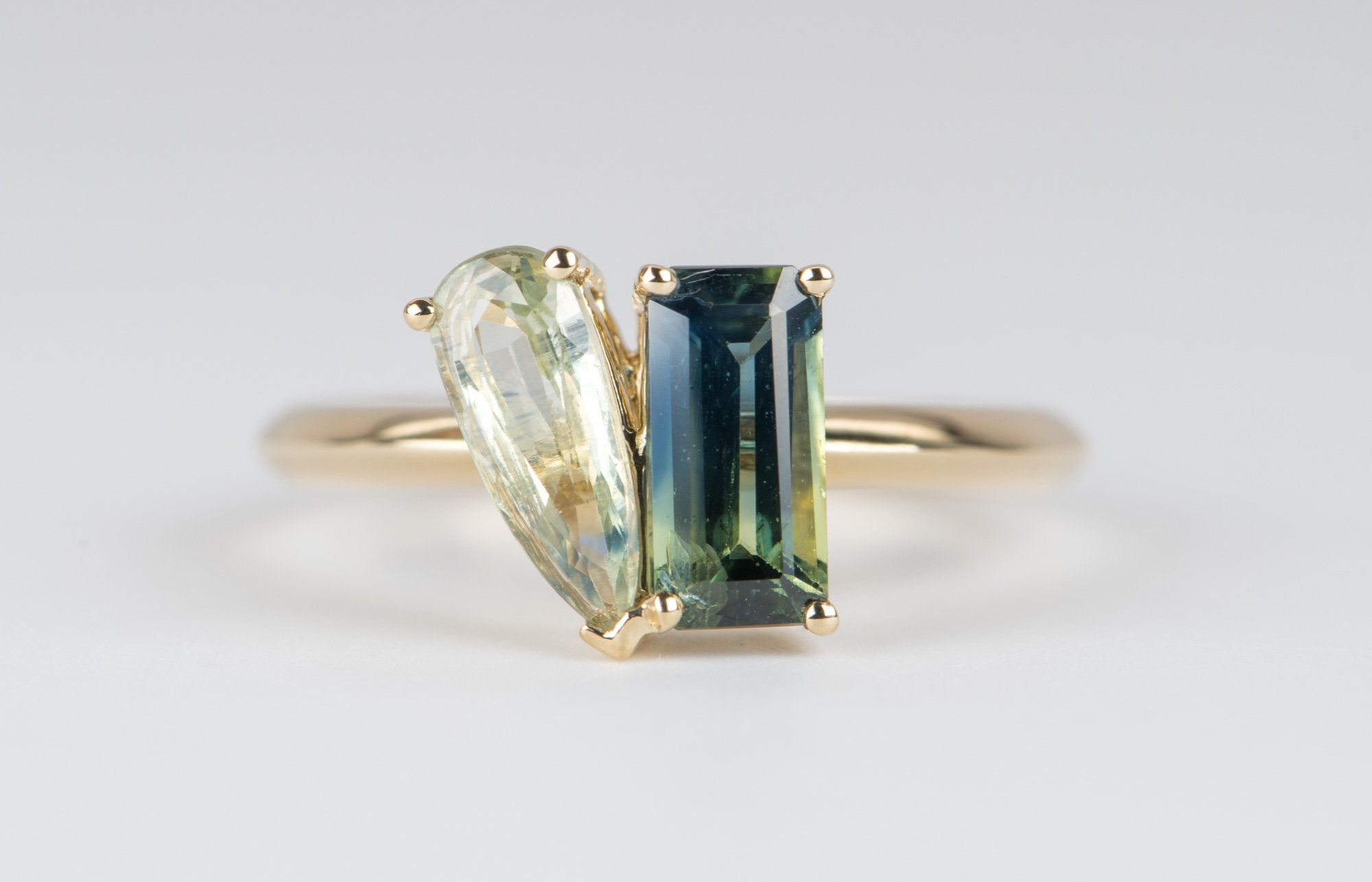 Toi Et Moi Inspired Ring. 2 Stone Modern Engagement Ring. 