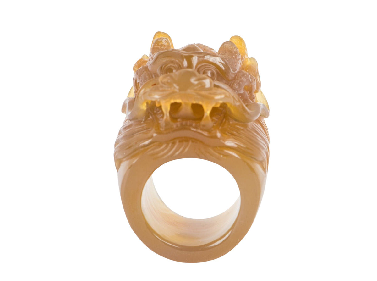 Natural Agate Hand Carved Dragon Ring R6238 Aurora Designer