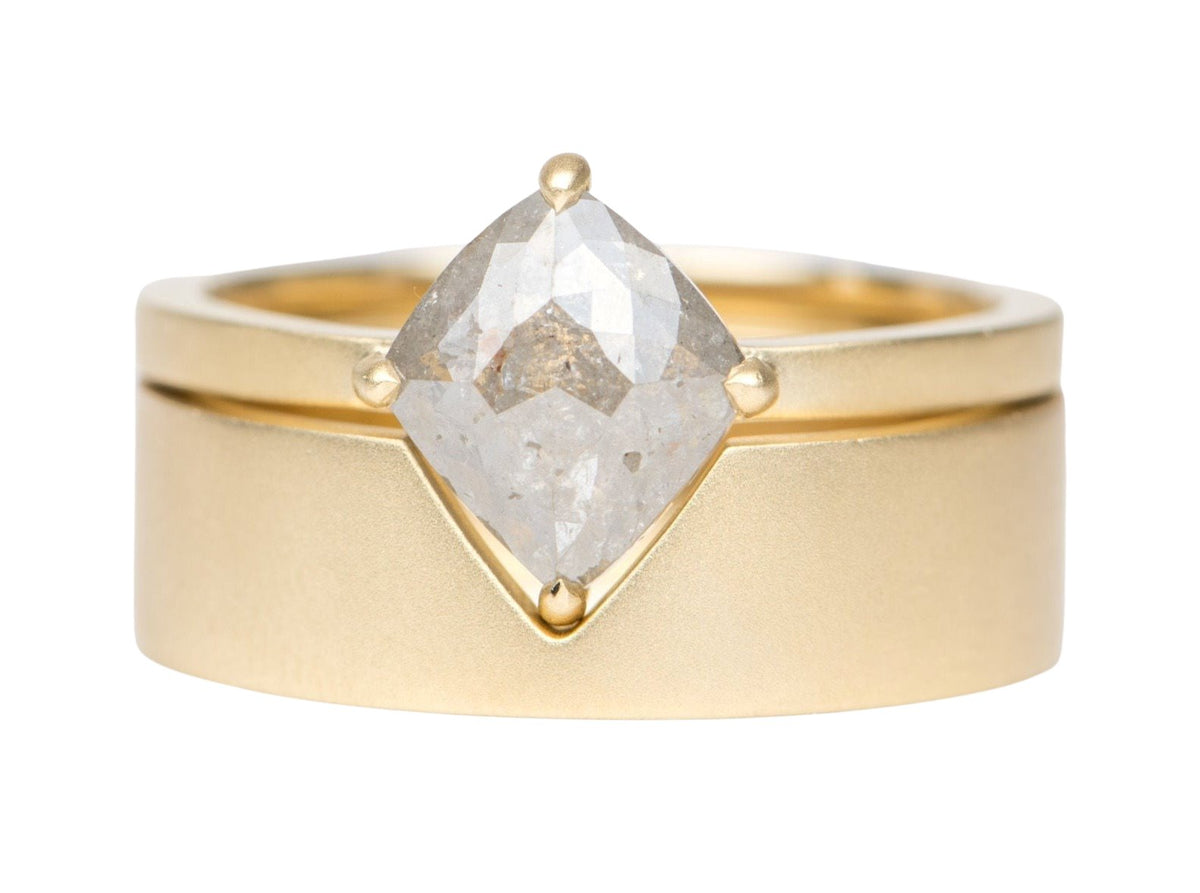 1.3ct Kite-Shape Salt and Pepper Diamond Engagement Ring Wedding Band 14K Gold R6256 Aurora Designer