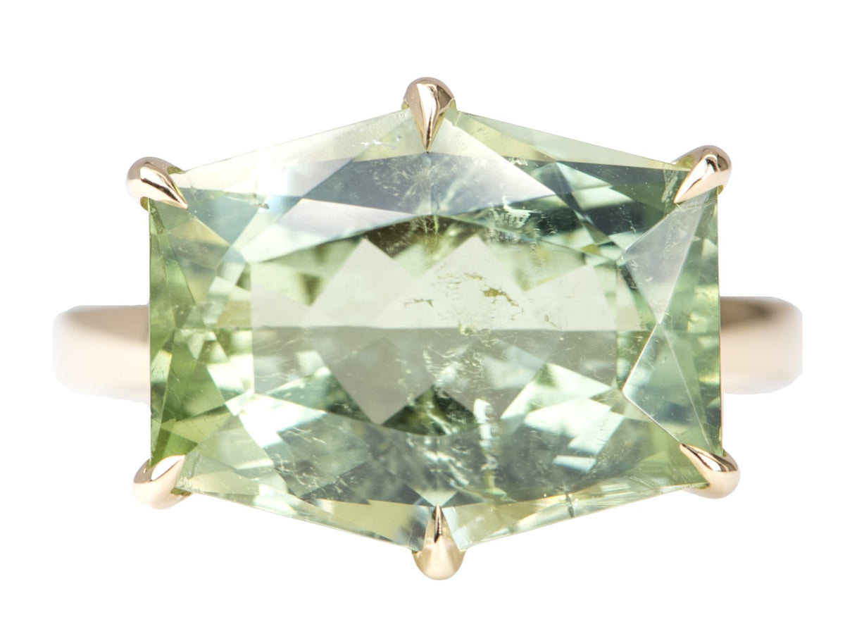 10.33ct Statement Tourmaline Solitiare Ring 14K Yellow Gold R6263 Aurora Designer