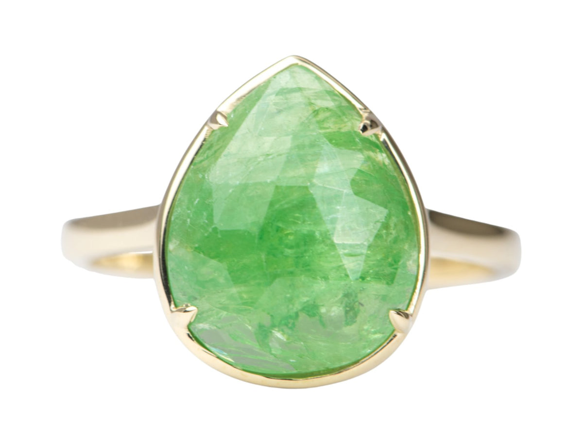 5.68ct Rose Cut Tsavorite Stacking Ring 9K Yellow Gold R6268 Aurora Designer