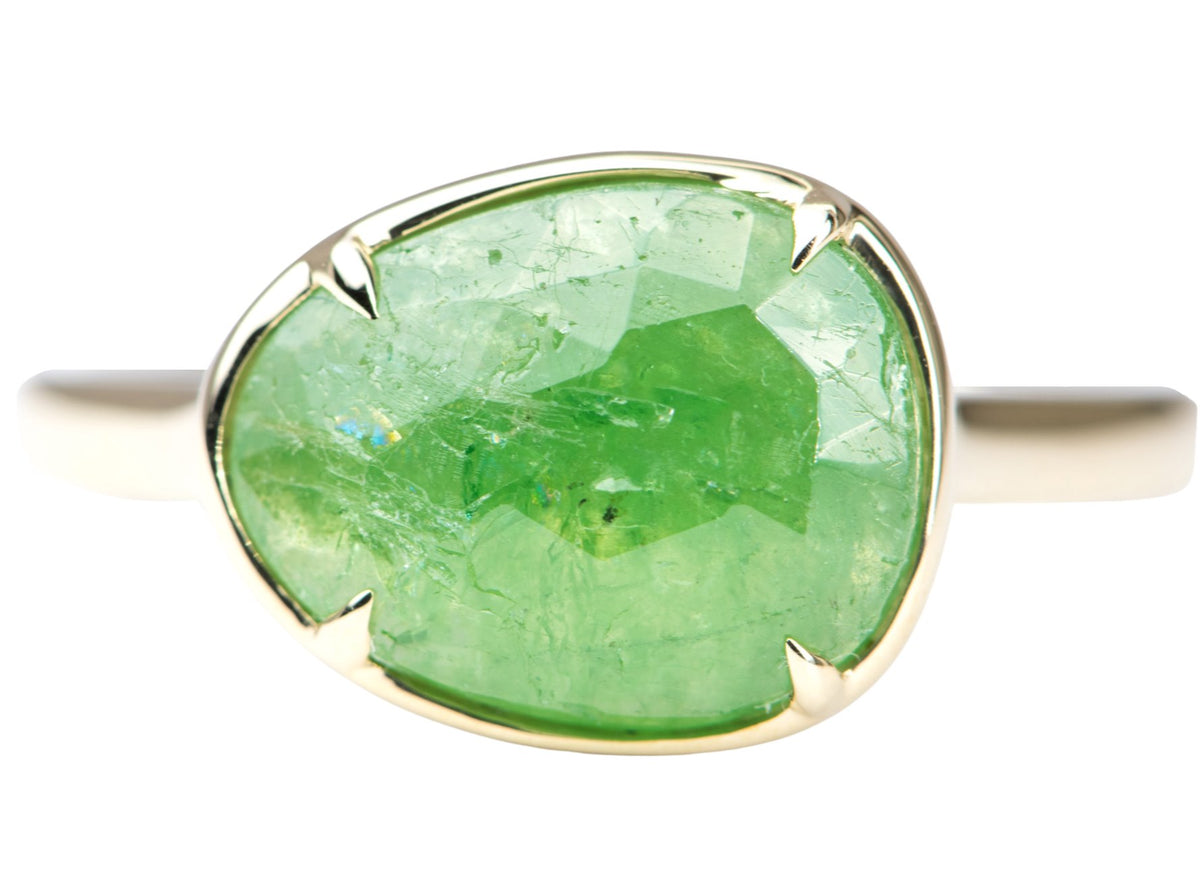 2.68ct Rose Cut Tsavorite Stacking Ring 9K Yellow Gold R6269 Aurora Designer