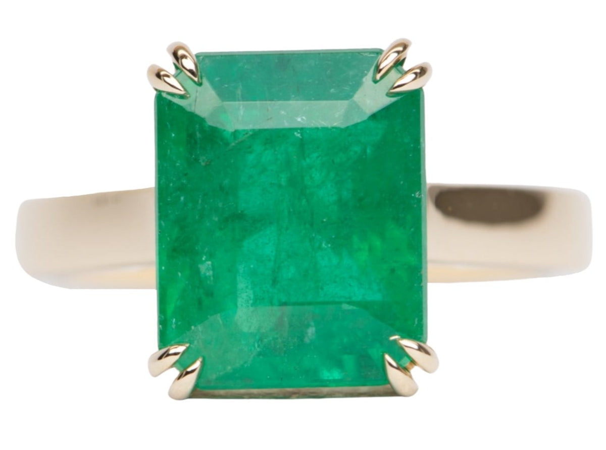 5.33ct Emerald Statement Ring 14K Yellow Gold R6348 Aurora Designer