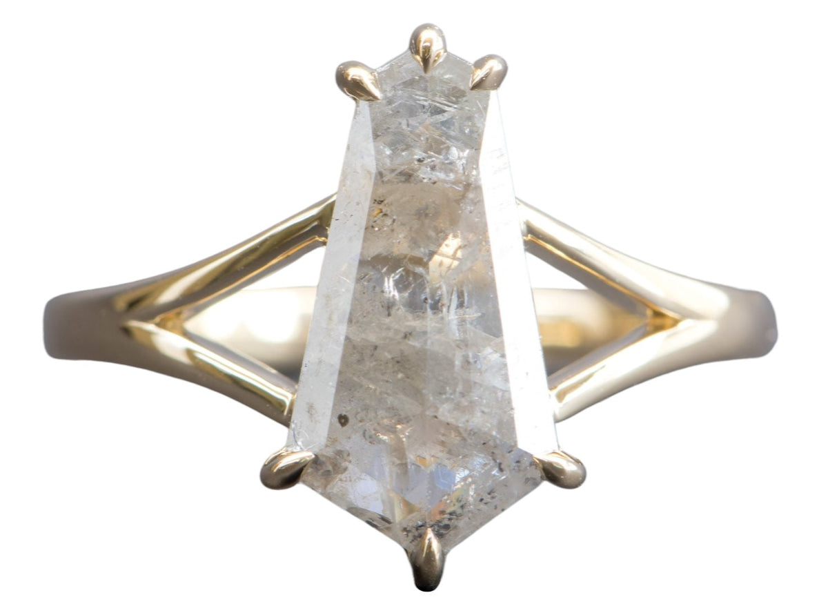 2.67ct Hexagon Salt and Pepper Diamond Ring on Split Band 14K Yellow Gold R6352 Aurora Designer