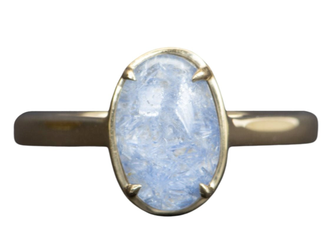 1.96ct Oval Blue Dumortierite Quartz 9K Gold Ring R6358-2 Aurora Designer