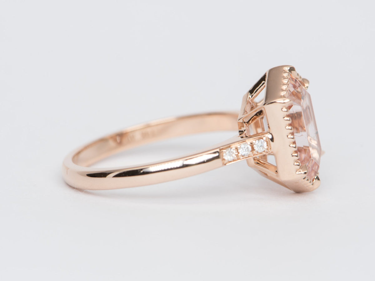 2.17ct Soft Pink Hexagon Morganite Engagement Ring 14K Rose Gold R6392 Aurora Designer