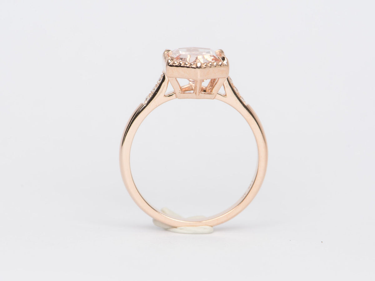 2.17ct Soft Pink Hexagon Morganite Engagement Ring 14K Rose Gold R6392 Aurora Designer