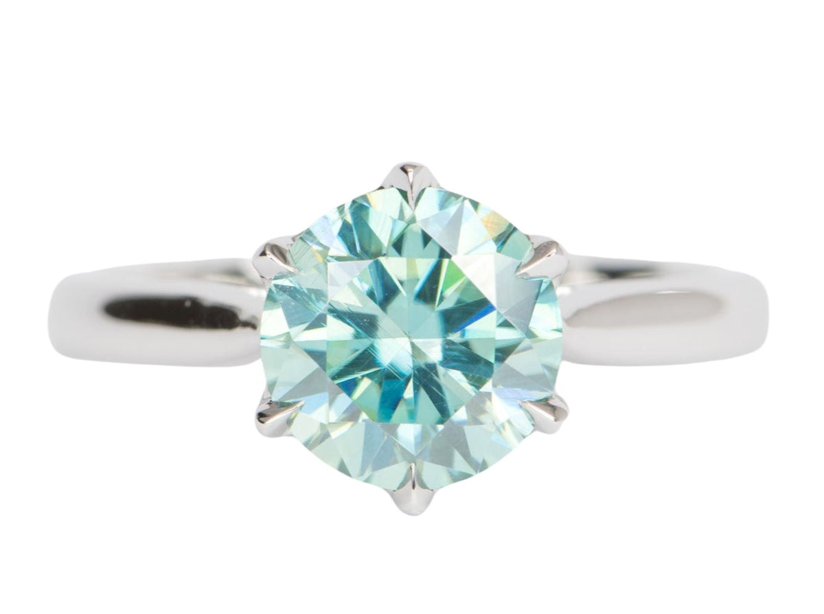 1.93ct Green Moissanite Classic 6-Prong Engagement Ring 14K White Gold R6398 Aurora Designer