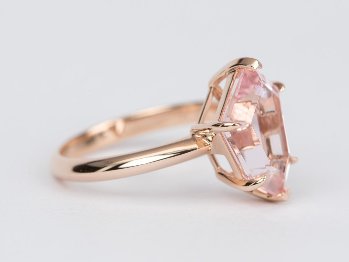 3.42ct Morganite Statement Ring 14K Rose Gold R6407 Aurora Designer