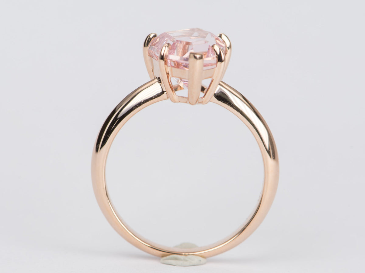 3.42ct Morganite Statement Ring 14K Rose Gold R6407 Aurora Designer